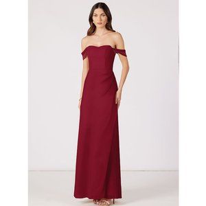 Azazie Burgundy Off-Shoulder Wedding Dress